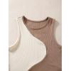 imageFloerns Womens Color Block Sleeveless Ribbed Knit Casual Crop Tank TopBrown