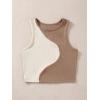 imageFloerns Womens Color Block Sleeveless Ribbed Knit Casual Crop Tank TopBrown