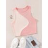 imageFloerns Womens Color Block Sleeveless Ribbed Knit Casual Crop Tank TopLight Pink