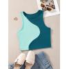imageFloerns Womens Color Block Sleeveless Ribbed Knit Casual Crop Tank TopMint Blue