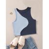 imageFloerns Womens Color Block Sleeveless Ribbed Knit Casual Crop Tank TopNavy Blue