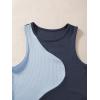imageFloerns Womens Color Block Sleeveless Ribbed Knit Casual Crop Tank TopNavy Blue