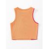imageFloerns Womens Color Block Sleeveless Ribbed Knit Casual Crop Tank TopOrange Pink