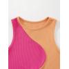 imageFloerns Womens Color Block Sleeveless Ribbed Knit Casual Crop Tank TopOrange Pink