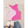 imageFloerns Womens Color Block Sleeveless Ribbed Knit Casual Crop Tank TopPink