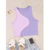 imageFloerns Womens Color Block Sleeveless Ribbed Knit Casual Crop Tank TopPurple