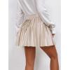 imageFloerns Womens PU Leather High Waisted Pleated Skirt Faux Leather Party Skater Mini SkirtApricot