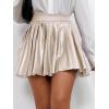 imageFloerns Womens PU Leather High Waisted Pleated Skirt Faux Leather Party Skater Mini SkirtApricot