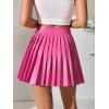 imageFloerns Womens PU Leather High Waisted Pleated Skirt Faux Leather Party Skater Mini SkirtPink