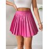 imageFloerns Womens PU Leather High Waisted Pleated Skirt Faux Leather Party Skater Mini SkirtPink
