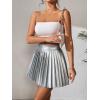 imageFloerns Womens PU Leather High Waisted Pleated Skirt Faux Leather Party Skater Mini SkirtSilver