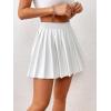 imageFloerns Womens PU Leather High Waisted Pleated Skirt Faux Leather Party Skater Mini SkirtWhite Cream