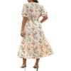 imageFloerns Womens Plus Size Floral Print Tie Front Square Neck Slit Hem Midi DressApricot Multi