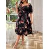 imageFloerns Womens Plus Size Floral Print Tie Front Square Neck Slit Hem Midi DressBlack Multi