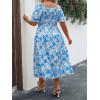 imageFloerns Womens Plus Size Floral Print Tie Front Square Neck Slit Hem Midi DressBlue Flower