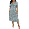 imageFloerns Womens Plus Size Floral Print Tie Front Square Neck Slit Hem Midi DressGreen Floral