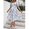 imageFloerns Womens Plus Size Floral Print Tie Front Square Neck Slit Hem Midi DressLight Blue
