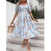 imageFloerns Womens Plus Size Floral Print Tie Front Square Neck Slit Hem Midi DressLight Blue