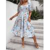imageFloerns Womens Plus Size Floral Print Tie Front Square Neck Slit Hem Midi DressLight Blue