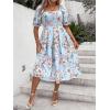 imageFloerns Womens Plus Size Floral Print Tie Front Square Neck Slit Hem Midi DressLight Blue