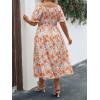 imageFloerns Womens Plus Size Floral Print Tie Front Square Neck Slit Hem Midi DressOrange Floral