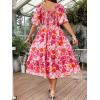 imageFloerns Womens Plus Size Floral Print Tie Front Square Neck Slit Hem Midi DressPink Multi