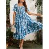 imageFloerns Womens Plus Size Floral Print Tie Front Square Neck Slit Hem Midi DressSky Blue