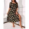 imageFloerns Womens Plus Size Floral Print Tie Front Square Neck Slit Hem Midi DressYellow Multi