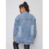 imageFloerns Womens Plus Size Ripped Distressed Long Sleeve Denim JacketLight Blue