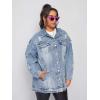 imageFloerns Womens Plus Size Ripped Distressed Long Sleeve Denim JacketLight Blue
