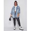 imageFloerns Womens Plus Size Ripped Distressed Long Sleeve Denim JacketLight Blue
