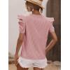 imageFloerns Womens Striped Print Notched Neck Puff Short Sleeve Casual Blouse TopRed and White