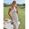 imageFloerns Womens Summer Split Thigh Spaghetti Strap Cami Midi Floral DressA White Multi
