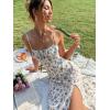 imageFloerns Womens Summer Split Thigh Spaghetti Strap Cami Midi Floral DressA White Multi