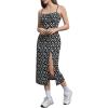imageFloerns Womens Summer Split Thigh Spaghetti Strap Cami Midi Floral DressBlack Ink