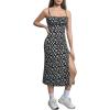 imageFloerns Womens Summer Split Thigh Spaghetti Strap Cami Midi Floral DressBlack Ink