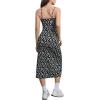 imageFloerns Womens Summer Split Thigh Spaghetti Strap Cami Midi Floral DressBlack Ink