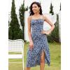 imageFloerns Womens Summer Split Thigh Spaghetti Strap Cami Midi Floral DressBlue