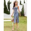 imageFloerns Womens Summer Split Thigh Spaghetti Strap Cami Midi Floral DressBlue