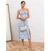 imageFloerns Womens Summer Split Thigh Spaghetti Strap Cami Midi Floral DressBlue Floral
