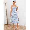 imageFloerns Womens Summer Split Thigh Spaghetti Strap Cami Midi Floral DressBlue Floral