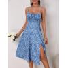 imageFloerns Womens Summer Split Thigh Spaghetti Strap Cami Midi Floral DressBlue Flower