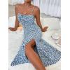 imageFloerns Womens Summer Split Thigh Spaghetti Strap Cami Midi Floral DressBlue White Floral