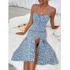 imageFloerns Womens Summer Split Thigh Spaghetti Strap Cami Midi Floral DressBlue White Floral