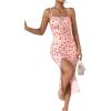 imageFloerns Womens Summer Split Thigh Spaghetti Strap Cami Midi Floral DressDusty Pink