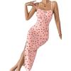imageFloerns Womens Summer Split Thigh Spaghetti Strap Cami Midi Floral DressDusty Pink