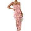 imageFloerns Womens Summer Split Thigh Spaghetti Strap Cami Midi Floral DressDusty Pink