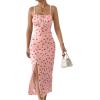 imageFloerns Womens Summer Split Thigh Spaghetti Strap Cami Midi Floral DressDusty Pink
