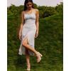 imageFloerns Womens Summer Split Thigh Spaghetti Strap Cami Midi Floral DressLight Blue Floral