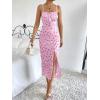 imageFloerns Womens Summer Split Thigh Spaghetti Strap Cami Midi Floral DressPale Pink